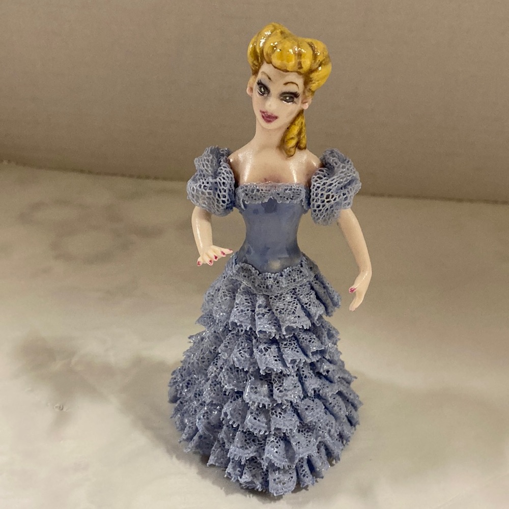 Victorian Porcelain Lady Figurine Jamar Mallory Studio Dipped Lace Dress Vtg1954